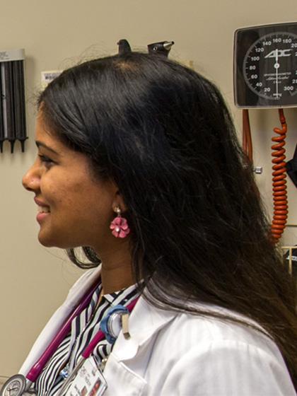 Student doctor in an examination room.